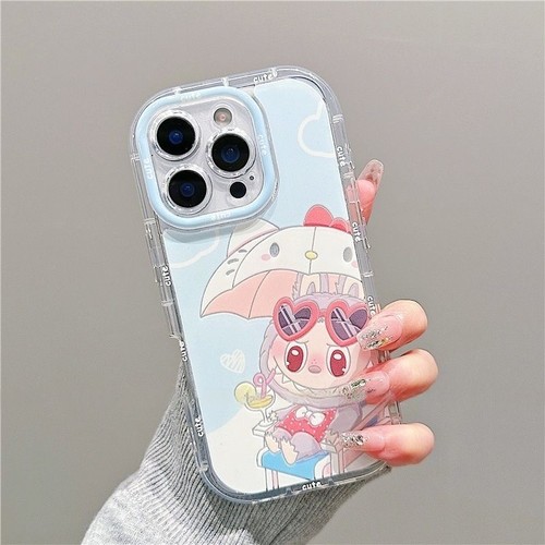 Cute Holiday Labubu Phone Case For iPhone 12 13 14 15 16 Pro Max+Bracelet - 第 5/13 張圖片