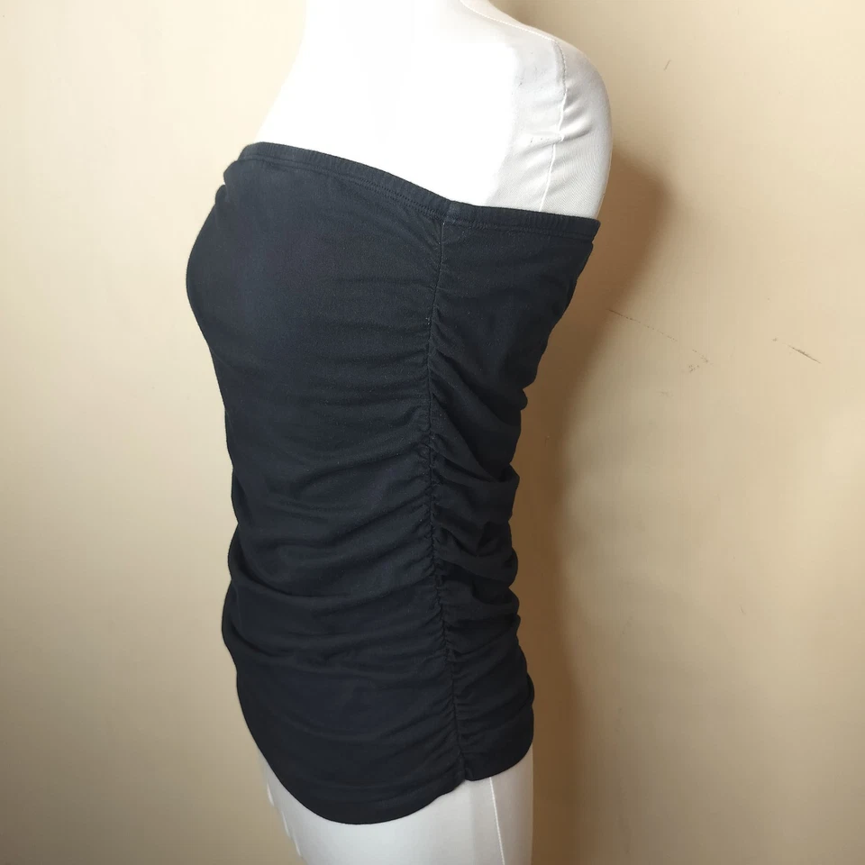 Michael Stars 管装上衣均码黑色棉质弹力无肩带 Y2K — 第 3/4 张图片