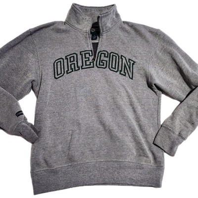 Vintage Jansport University of Oregon 1/4 Zip Sweatshirt Heather Grey Size S