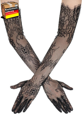 Lang Spitzenhandschuhe Damen Vintage Hochzeit Abend Halloween Karneval 1 Paar