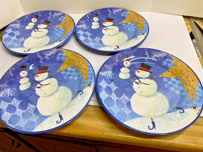 Set of 4 Sakura Evolution Snow Pals Dinner Plates Melamine ware