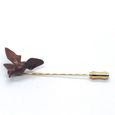 Flying Bird Carved Dove Pin Vintage Lapel Brooch Costume Statement Retro