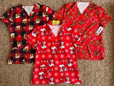 Women's Character Holiday Scrub Top Snoopy Spongebob Scooby Doo Christmas Scrubs