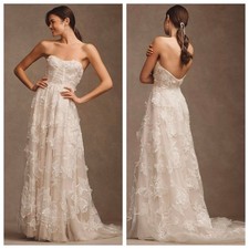 Watters Aren Lace Wedding Dress Anthropologie Nude Underlay Size 6