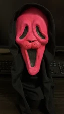 Vintage Halloween Scream Mask Ghost Face Fun World Div Mini Latex Mask NEON PINK