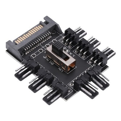 Multi-Weg Splitter Kühler Lüfter Hub PC Computer  1 zu 8 3pin 12 V Steckdos1090