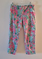 Vintage Lilly Pulitzer Scorpion Bowl Print Tropical Cropped Pants Sz 6