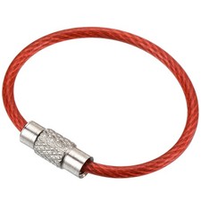 3.5 Inch Wire Keychain Cable, 5 Pack Stainless Steel Key Ring Loop, Red