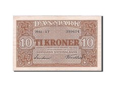 [#256735] Geldschein, Dänemark, 10 Kroner, 1944, VZ+