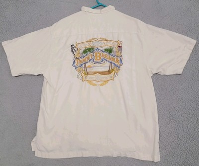 Tommy Bahama Shirt Mens Large White High Hotel Class Six Star Embroidered Silk