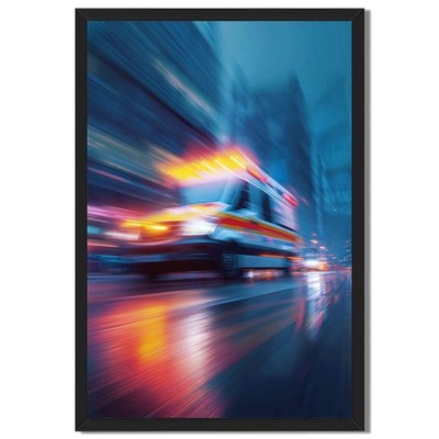 Speeding Ambulance Framed Poster Framed Canvas Print Modern Wall Art