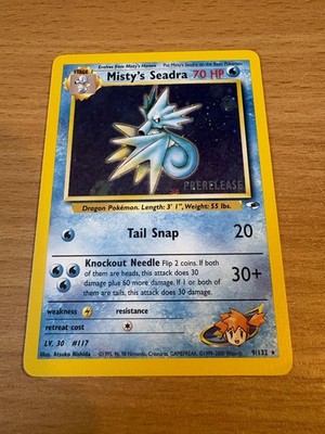 Pokemon TCG Misty s Seadra Pre Release Gym Hero s Holo 9/132