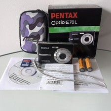 Pentax Optio E70L 10.1MP Digital Camera Tested Working - Boxed Batteries Memory