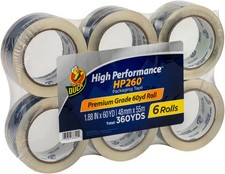 Duck Brand HP260 High Performance 3.1 Mil Packaging Tape, 1.88-Inch X 60 Yard Ro