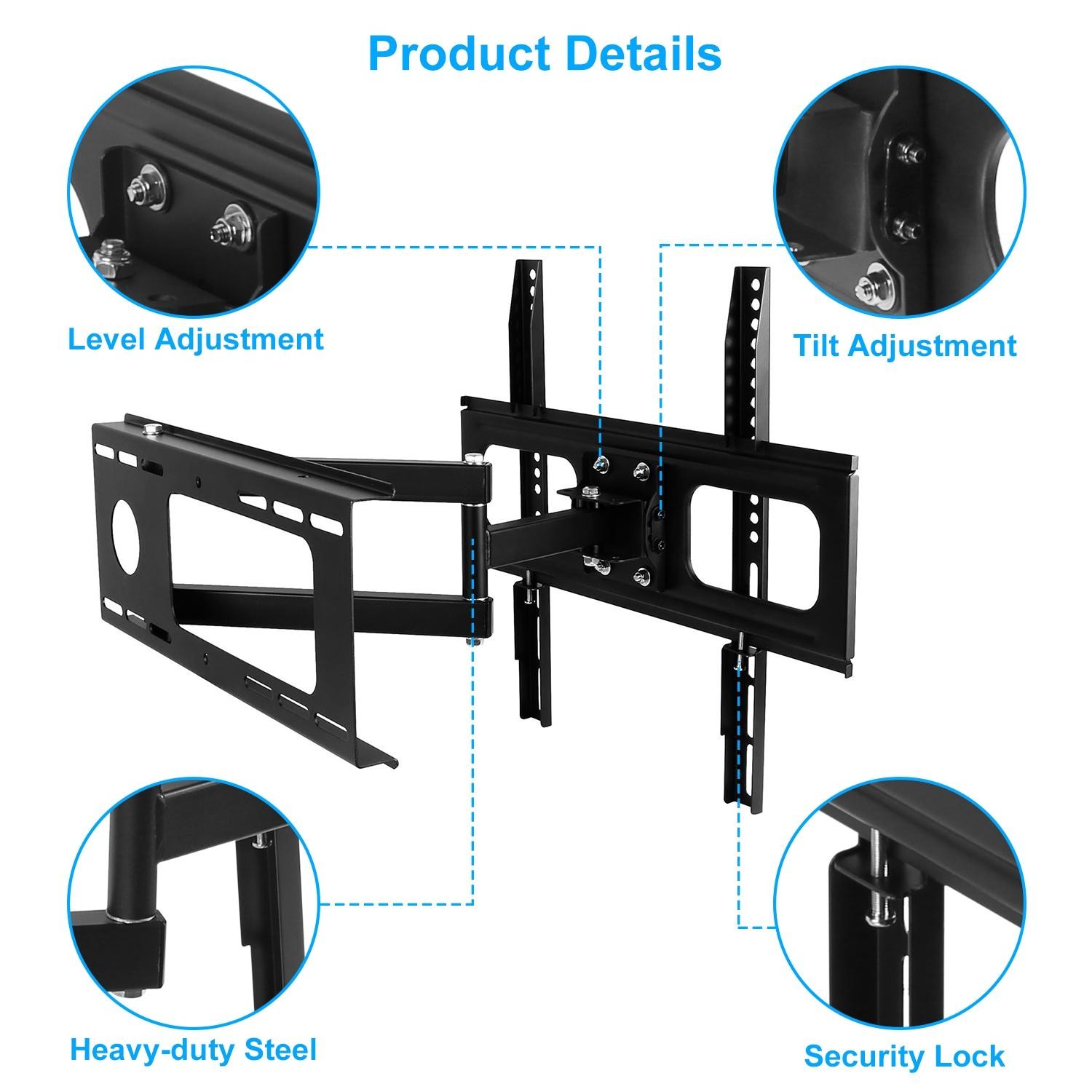 TV Wall Mount Swivel Tilt Full-Motion Articulating Rack f/ 32"-55" TVs 99lbs Max