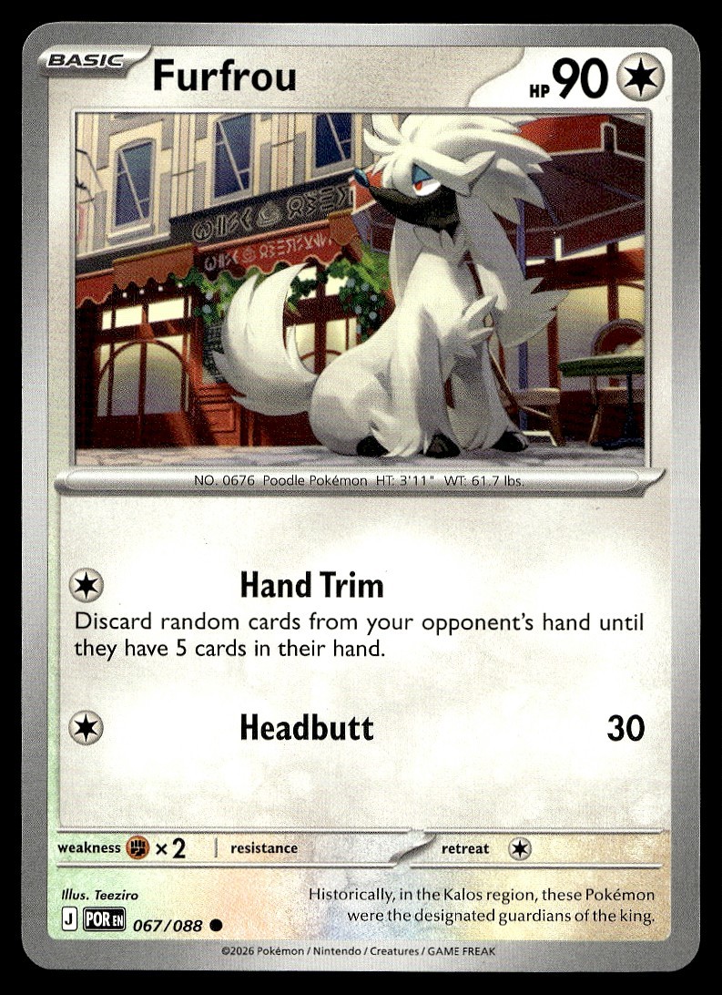 Furfrou 067/088 Common Perfect Order Pokemon Lightly Played