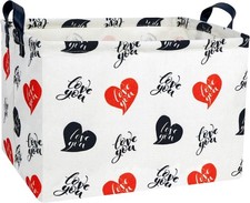 Large Valentine's Day Basket Heart Shaped Storage Bin for Gifts Collapsible Orga