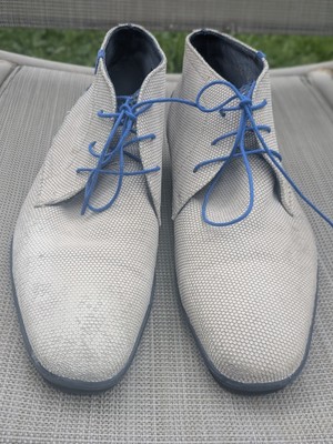 FLORIS van BOMMEL Mens Suede/leather Chukka Boots Gray/white Lace Up Size US 7.5