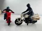 Vintage 1977 Matchbox Lesney Police Motorcycle & Red With Drivers Diecast Lot
