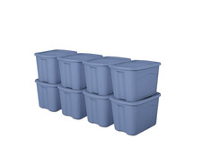 Sterilite 18 Gallon Storage Bin Tote w/ Snap Lid, Large, Light Blue 8 Pack 