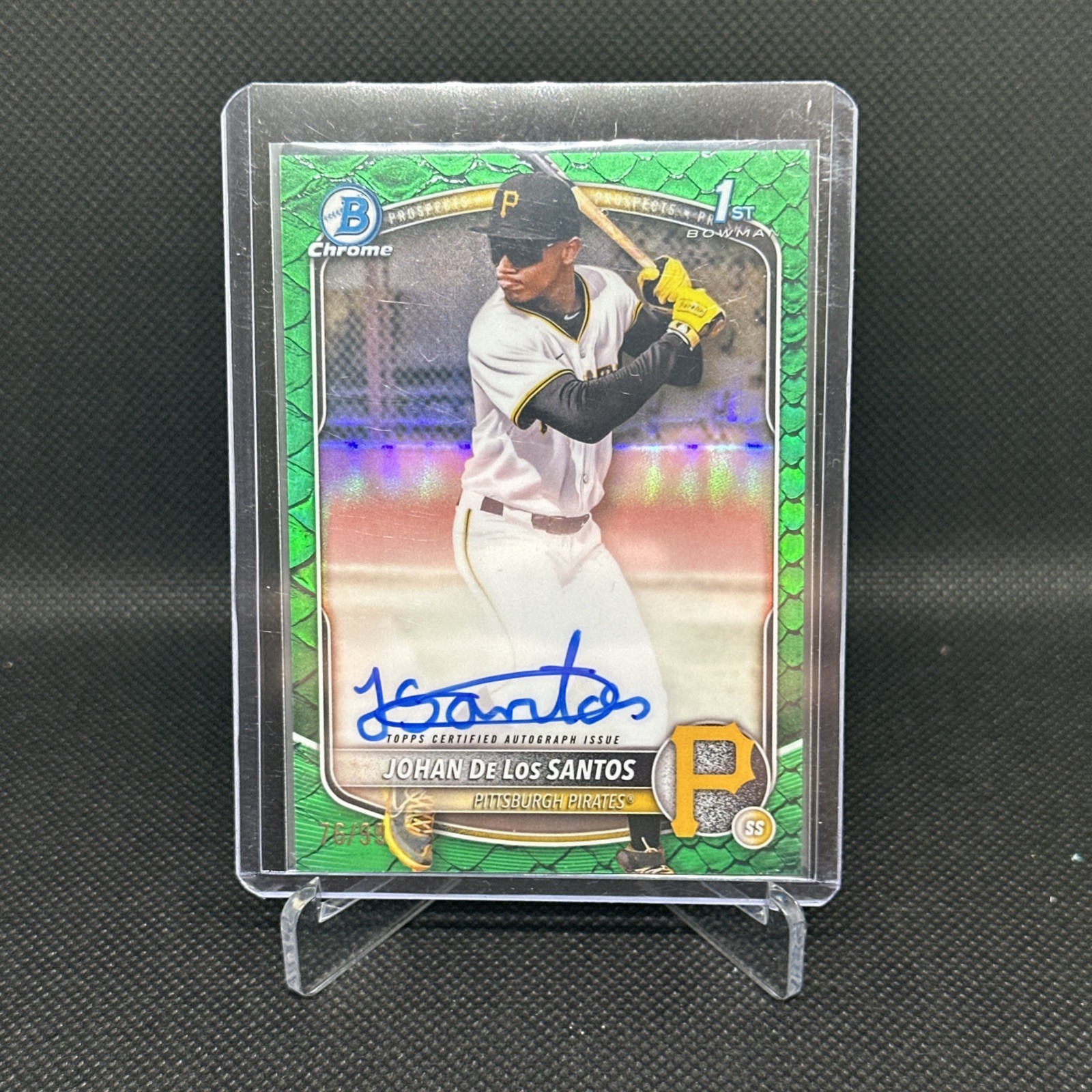 2025 Bowman Chrome 1st Johan De Los Santos Green Reptilian Refractor Auto /99