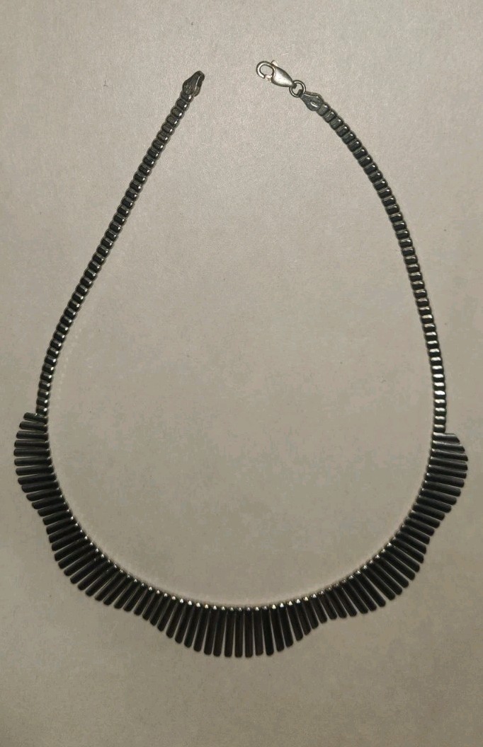 CLEOPATRA STYLE 17" SOLID STERLING SILVER NECKLAC… - image 3