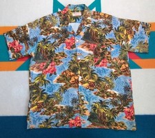 Vintage Kuonakakai Hawaiian Shirt Rayon Japan Floral Hawaii Loop Collar Large