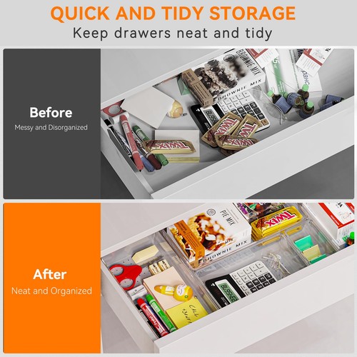 Confezione 30 Cestini Organizer Cassettiera Grande Plastica Trasparente - Cassetto Cucina Acrilico o... - Foto 6 di 6