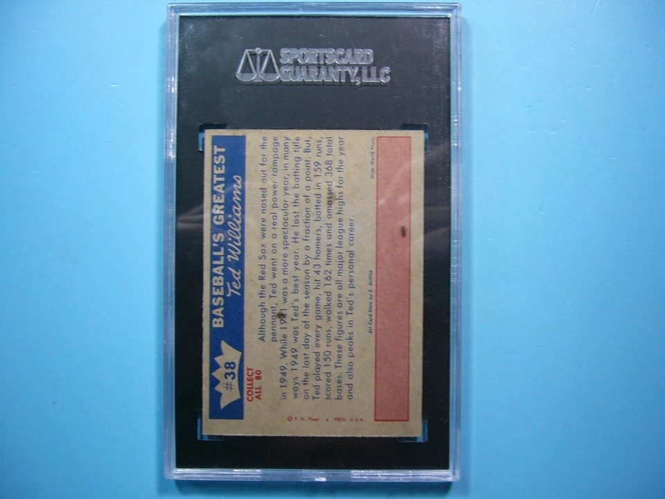 Tarjeta de béisbol Fleer MLB 1959 #38 TED WILLIAMS SGC 8 casi nueva/¡como nueva nítida!! '59 GL Foto 2 de 4
