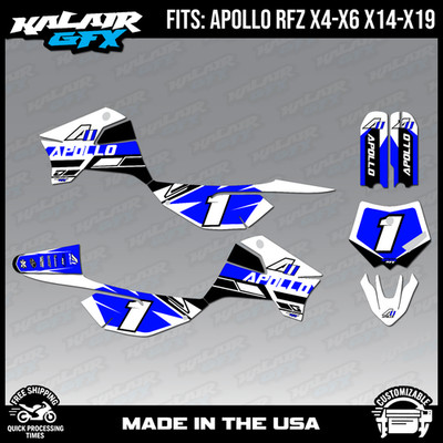 Graphics Kit for Apollo RFZ X4 X5 X6, X14 to X19 Blazing Series - Blue