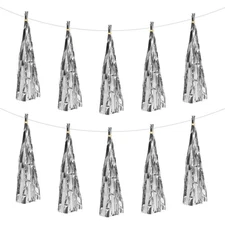 15Pcs Silver Tassel Garland Banner with Rope Tissue Paper Tassels Party DIY Kits