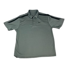 Nike Dri Fit Golf Polo Shirt, Short Sleeves, Gray w/ Black, Men's Size Medium