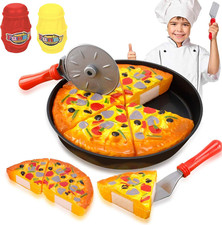 11 PCS Pizza Party Toy Play Set for Kids, Pizza Pie Pretend Play Food - Slice