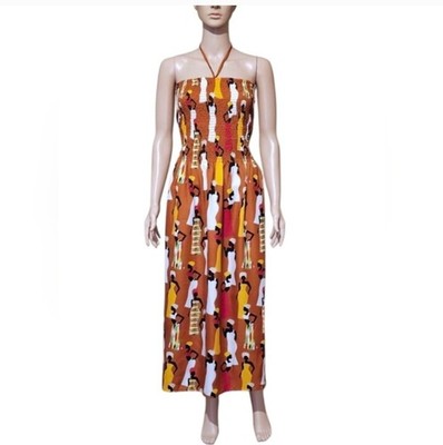 NWT Gypsie Blu African Print Smoked Lightweight Dress - 3X