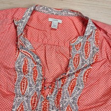 Blusa túnica J Crew para mujer 6 rosa borla geométrica algodón 22655 Boho campesina