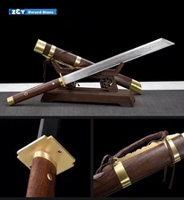 Manganese Steel Chinese Wushu Dao Broadsword Sword Katana Battle Ready 牛尾刀Q8611