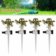 1/2/3/4PCS Water Sprinkler Garden Lawn Impulse Metal Spike Grass Hose 360 Degree