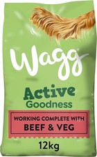 Wagg Active Goodness Complete Dry Adult Dog Food Beef & Veg 12kg - For All Activ 1.05 per kilo
