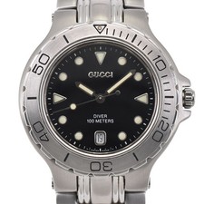 GUCCI DIVER 100m 9750M Date black Dial Quartz Men's Watch R#143626