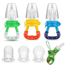 PandaEar Baby Fresh Fruit Food Feeder Pacifier 3 Pack Training Massaging...