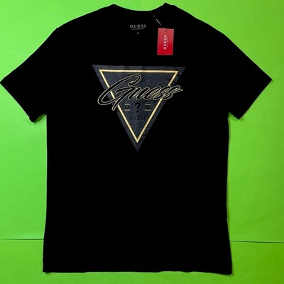 GUESS Los Angeles Men’s Short Sleeve T-Shirt Size LARGE Black 100% Cotton NEW - Image 1 of 4