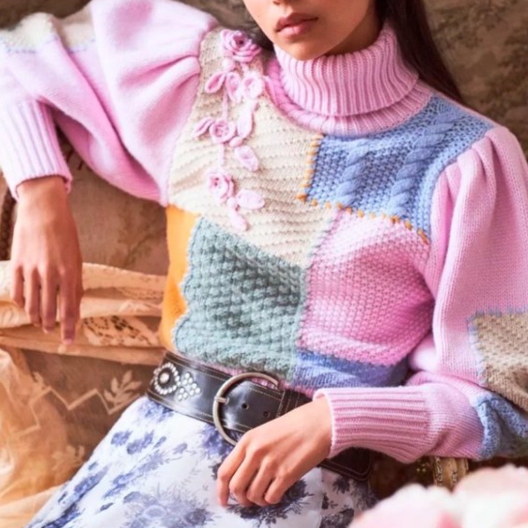 LoveShackFancy Patchwork Turtleneck Sweater Women… - image 2