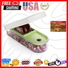 Vegetable and Fruit Chopper with 2 Cup Base, Stainless Steel Blades, Dishwash...