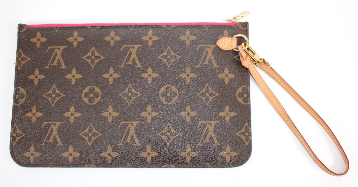 Louis Vuitton Neverfull MM Monogram Pochette • Fuchsia • Excellent