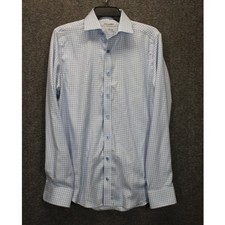 Twillory Safe Cotton No Iron Long Sleeve Shirt Mens 15 34/35 Blue Plaid