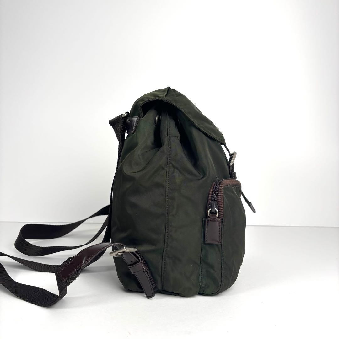 Prada backpack triangular logo nylon leather draw… - image 5