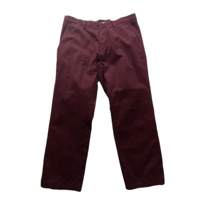 GANT Mens Chinos W36 L30 Burgundy 100% Cotton Straight Regular Soft Zip Fly