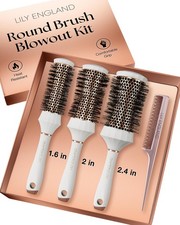 Lily England 4pc Professional Round Hair Brush Set for Blow Drying Styling