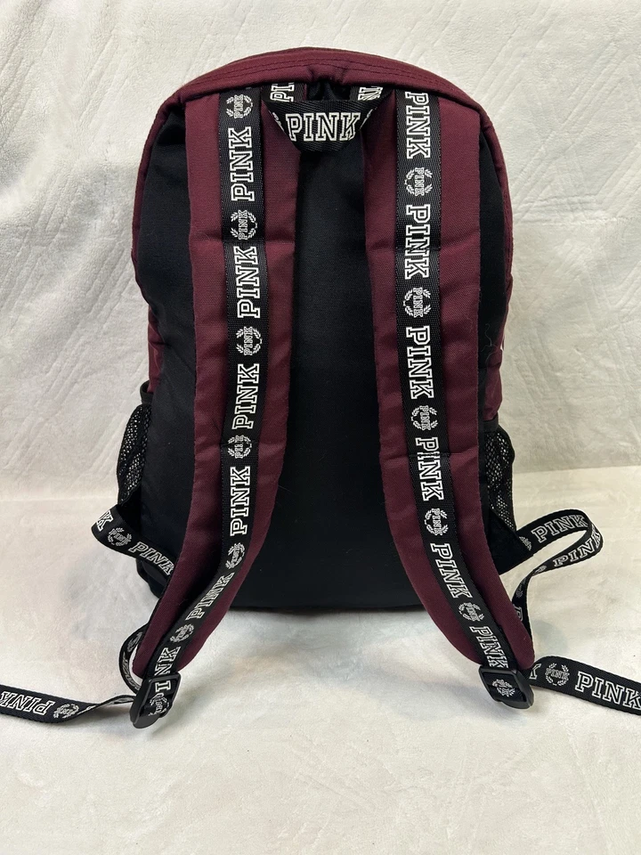 罕见维多利亚的秘密粉红色校园色块背包 Y2K 颜色勃艮第色 — 第 2/4 张图片