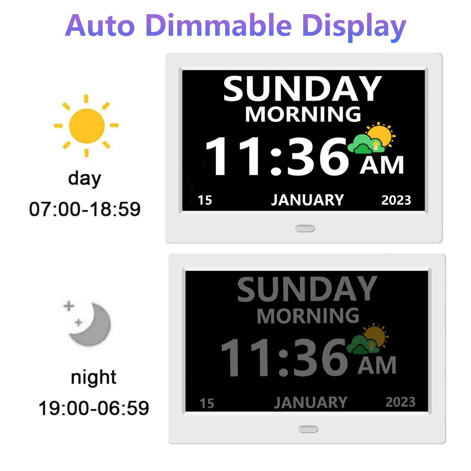 11 Inch Digital Clock with Day and Date for Elderly Alzheimer's Clock Customi...